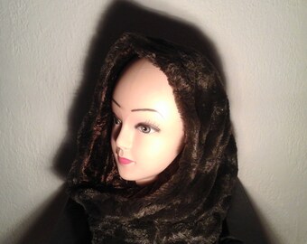 Cagoule snood réversible en fausse fourrure pour l'hiver femme, fille