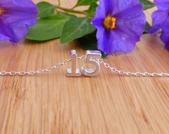 100% Sterling Silver Day Necklace, Silver Day Necklace, Birthday Necklace, Personalized Number Necklace
