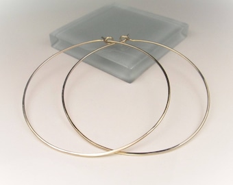 1" to 3" Gold/Rose Gold/Silver Hoops, Hammered or Smooth Finish, 1mm Thick Large Hoop Earrings, Simple Thin Hoops, Classic Gold Hoops