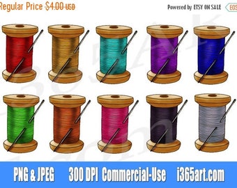 50% OFF Sewing Clip art, Sewing graphics, needle and thread clipart, hand drawn, scrapbooking, invitations, hand drawn, PNG, commercial