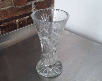 Large Vintage Pressed Glass Vase 247 mm
