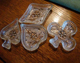 Vintage card suit nut dishes, card suit snack dishes, playing cards snack dishes, playing card suit nut snack dishes, set of 4