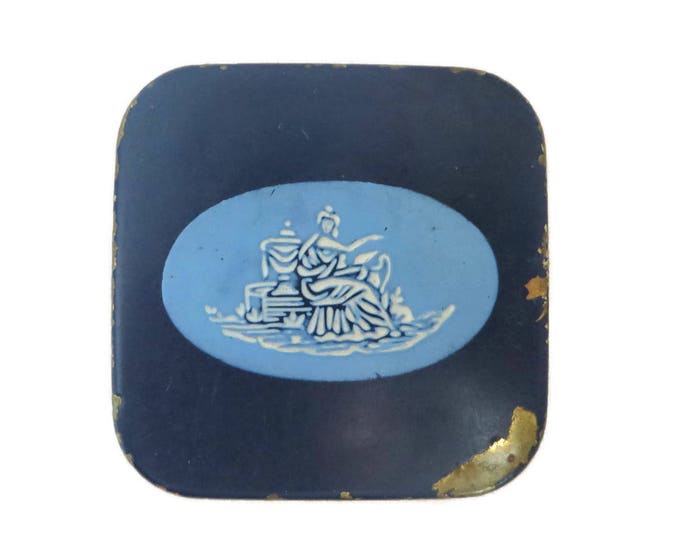 Dorothy Gray Compact, 1940s Square Blue Makeup Compact, Vintage Collectible Mirror Compact