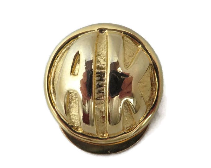 Anne Klein Scarf Clip, Vintage Gold Tone Round Designer Clip Ring, AK Clip
