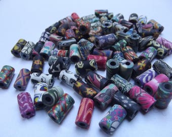 20 tube beads from 7mm to 11mm x 20 "mixed media color" # 1 to 5