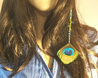 ATEBAS green & blue and Peacock feather