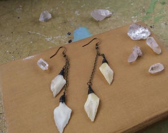Gar Fish Scale Earrings - real bone jewelry