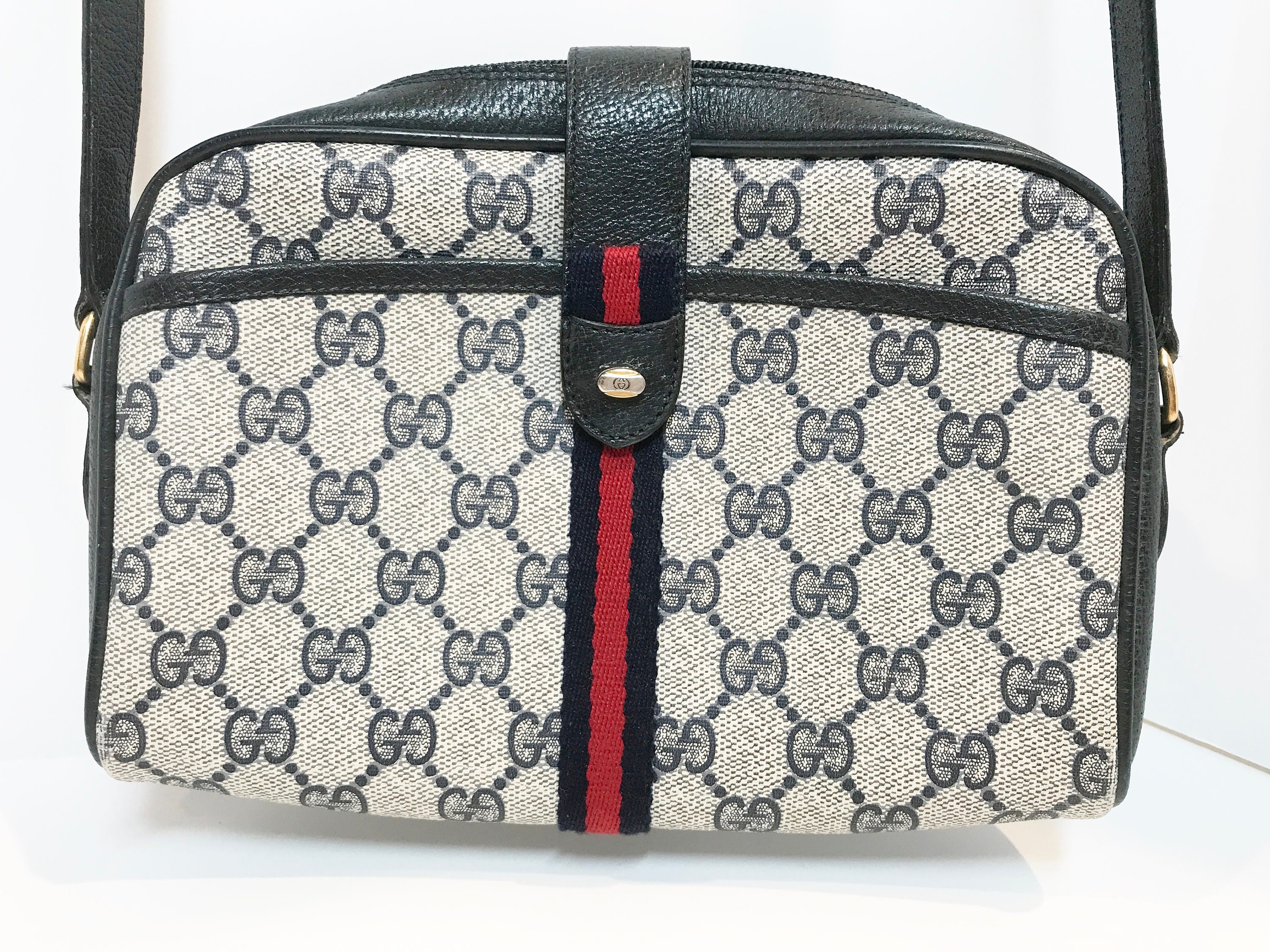 Authentic Gucci Bag, Classic Gucci Purse, Navy Leather Gucci Handbag ...