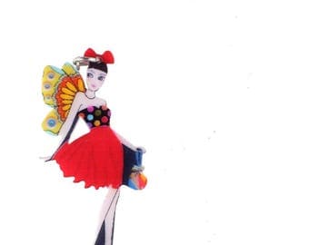 X 1 large colorful acrylic fairy
