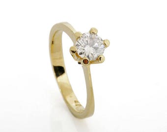 Solitaire diamond ring-Diamond Engagement Ring 0.85 ct-Solitaire ring-14K Yellow Gold -Women Jewelry-Promise ring-Bridal Jewelry-Anniversary