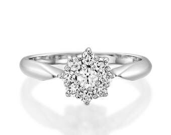 Vintage engagement ring setting -Engagement ring-Graduation gift-Diamond Gold Ring-White Gold Ring-Flower ring diamond-Unique gift-For her