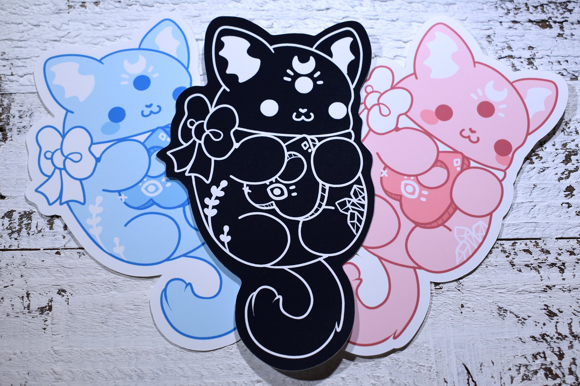 Kawaii Occult Kitty Sticker  Cute  goth  pastel black pink