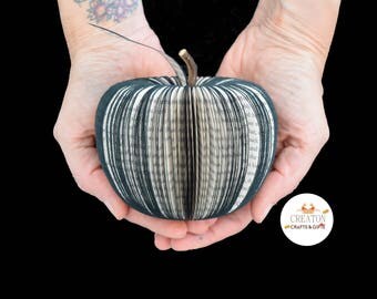 Black Apple - 3D apple -Personalized Apple - Book Apple - Handmade - Paper Fruit - Gothic gift - book gift - Gothic home decor - Black art