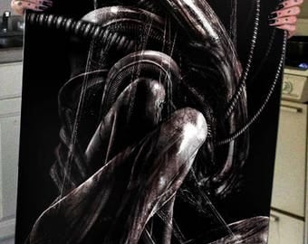 H.R. Giger Inspired Biomechanical Disturbing Demon Ram Monster