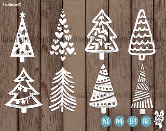 Christmas tree svg Bundle SET 3 | 8 svg cut files | Christmas tree cut file svg | New Year svg | Silhouette | vinyl decal Winter | Cricut