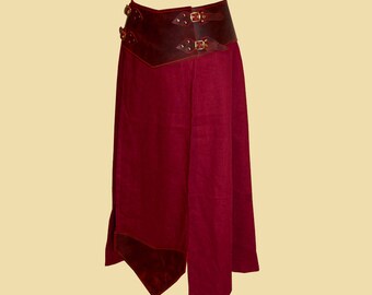 Battle Skirt made of Linen and Oiled Leather