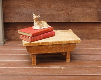 Old Wooden Bench, Antique Rustic Stool, Primitive Rough Wood Bench, Vintage Plant Stand, Foot Stool, Step Stool