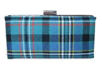 Clan Scott Tartan Clutch Bag in Green Ancient Colours / Purse Made in Scotland and Ready to Ship