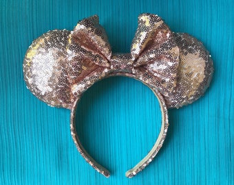 Rose Gold Full Sequin Minnie Mouse Ears