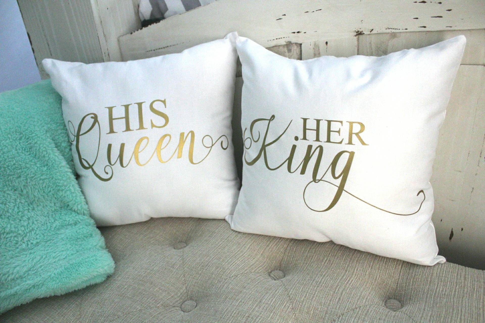 King and Queen Throw Pillows His and Hers Decorative Pillows