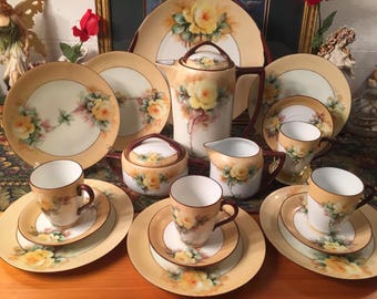 Rosenthal Handpainted Chocolate set. 19 pieces.