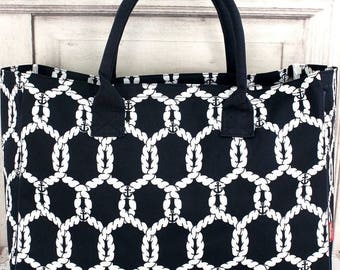 Large Monogrammed Tote/ BEACH BAG/ Gift Idea---NEW