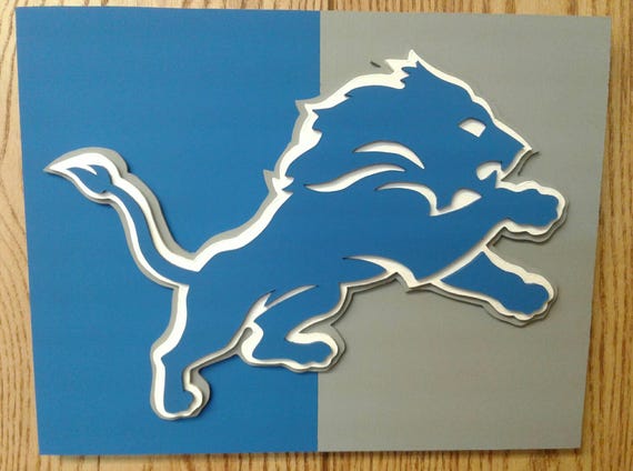 3D Wooden New Detroit Lions Football Logo Wall Art Plaque With