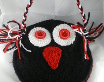 Sac010 - Black and Red OWL clutch bag
