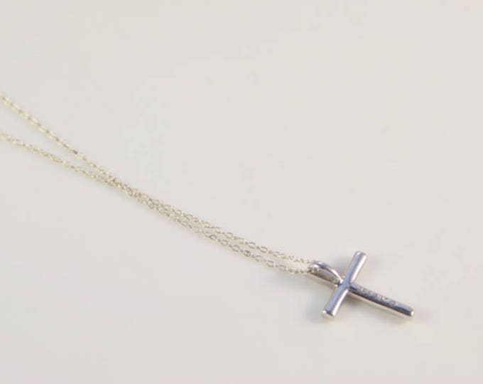 Silver Cross Confirmation Gift Crystal Cross CZ Cross Rhinestone Clear Transparent Tiny Cross Gift For Little Girl First Communion Present