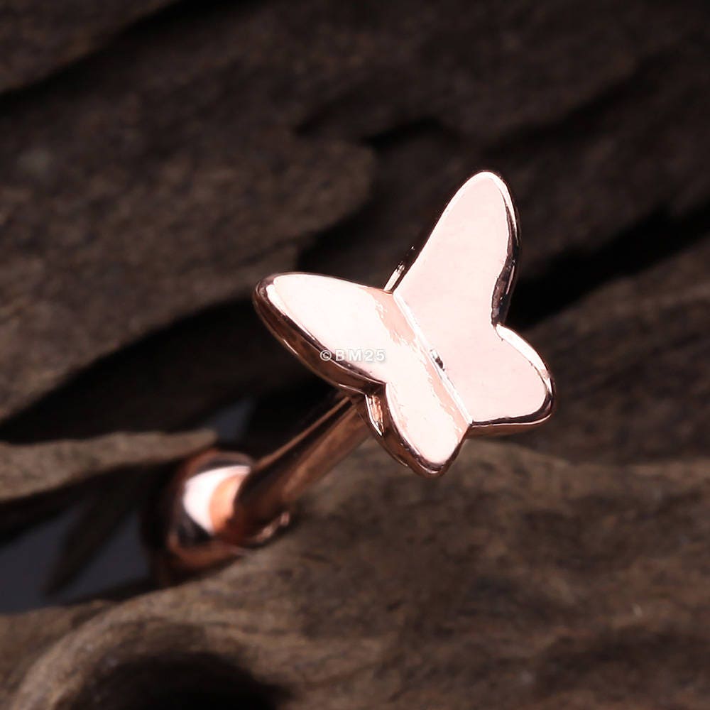 Rose Gold Dainty Butterfly Barbell Tongue Ring