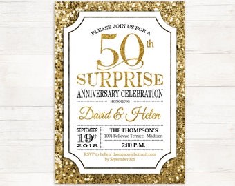 Surprise Wedding Anniversary Invitation Surprise 50th