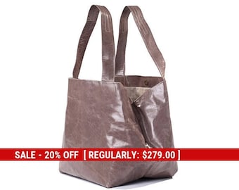 gray leather handbag - gray leather tote - gray leather purse - leather evening bag - small leather purse - small leather tote - CSL