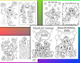 Pony Birthday Party Coloring Pages Activity Book Pdf File