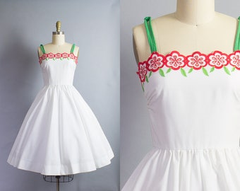 1960s Floral Cotton Sundress/ XS (32B/24W)