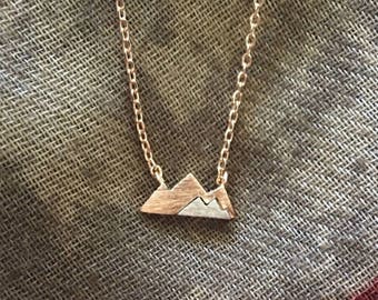 Rose Gold and silver mountain necklace
