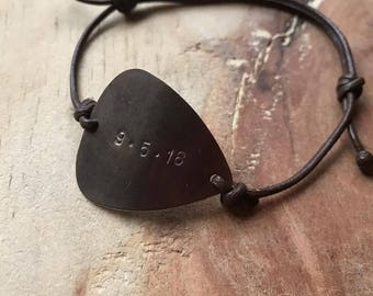 Custom guitar pick guitar pick bracelet personalized guitar pick mens leather bracelet guitar custom guitar picks personalized dad gift