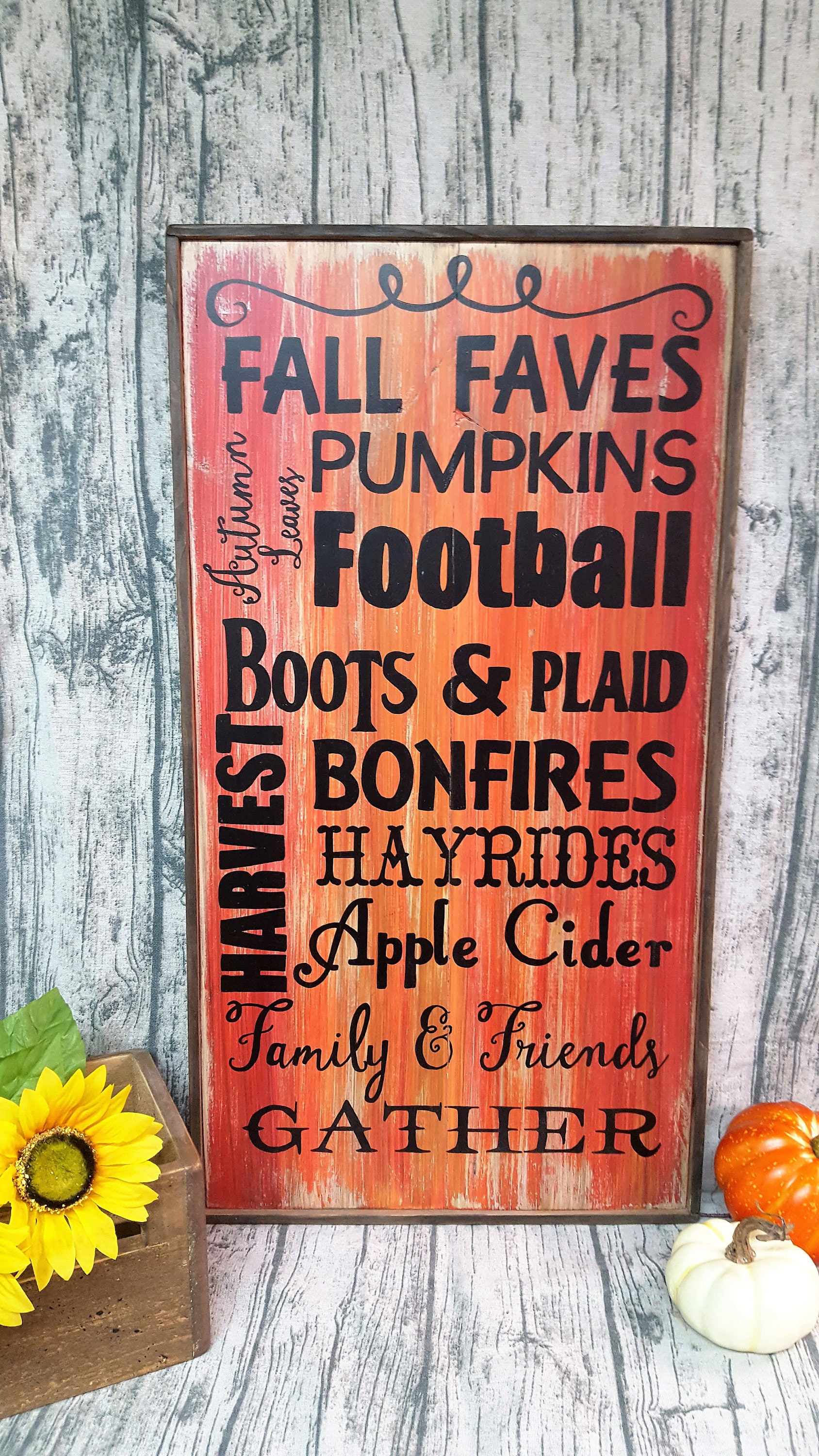 Fall Faves porch sign Rustic fall porch decor with easel
