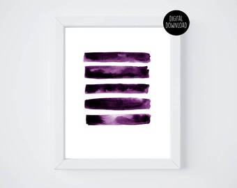 purple lines watercolor painting // 8x10 // printable digital download