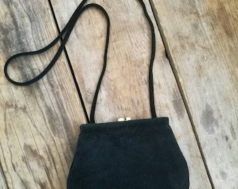 Vintage 1980s GIANI BERNINI black suede hand bag