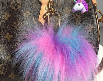 Louis Vuitton Bag Charm Pom Pom made with Authentic Upcycled Louis Vuitton Canvas UNICORN POM POM