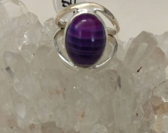 Purple Banded Onyx Ring Size 5 1/2