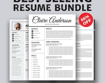 Professional Resume Template, CV Template, Cover Letter, MS Word, Mac, PC, Modern Simple Creative Teacher Resume, Instant Download, Claire B