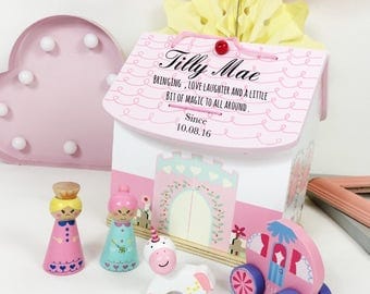 Girls first birthday gift, personalised dolls house, 1st birthday gift, unique birthdays gift for girl. Flower girl gift, christening gift,