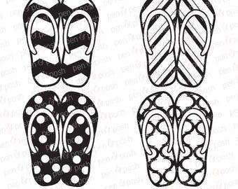 Flip flop SVG - Flip flop Cut FIles - Flip Flop Clipart - Sandal SVG - Summer Svg -Polka Dot Chevron Stripes Moroccan Flip Flop