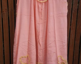 1920s pink silk + lace trapeze tunic or dress // small or medium