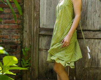 Dewi Sundress, Beach Dress, Sundress, Summer Dress, Womens Sundress, Green Sundress, 112-128