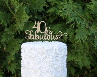 40 and fabulous cake topper, 40th birthday cake topper, glitter cake topper, happy birthday cake topper, cake decorations, 40th anniversary