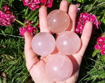 Rose Quartz Sphere - 1 Medium - Stone of Love and Nurture, Stimulates Sensual and Open Mindedness