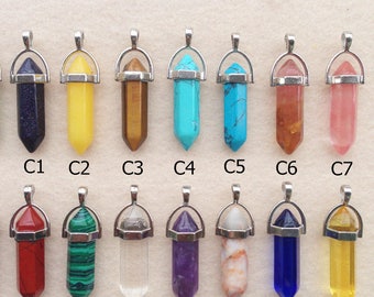 Healing Crystal Pendant. Silver Crystal Pendant. Gemstone Pendant. Stone Pendant. Crystal Point Pendant. Boho Crystal Point Pendant