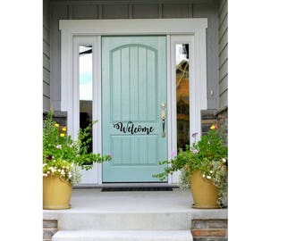 Welcome Door Decal, Removeable Decal, Front Door Decal, Outdoor Decor, Modern Front Door, Custom Decal, Hello Door, Door Sticker, Porch